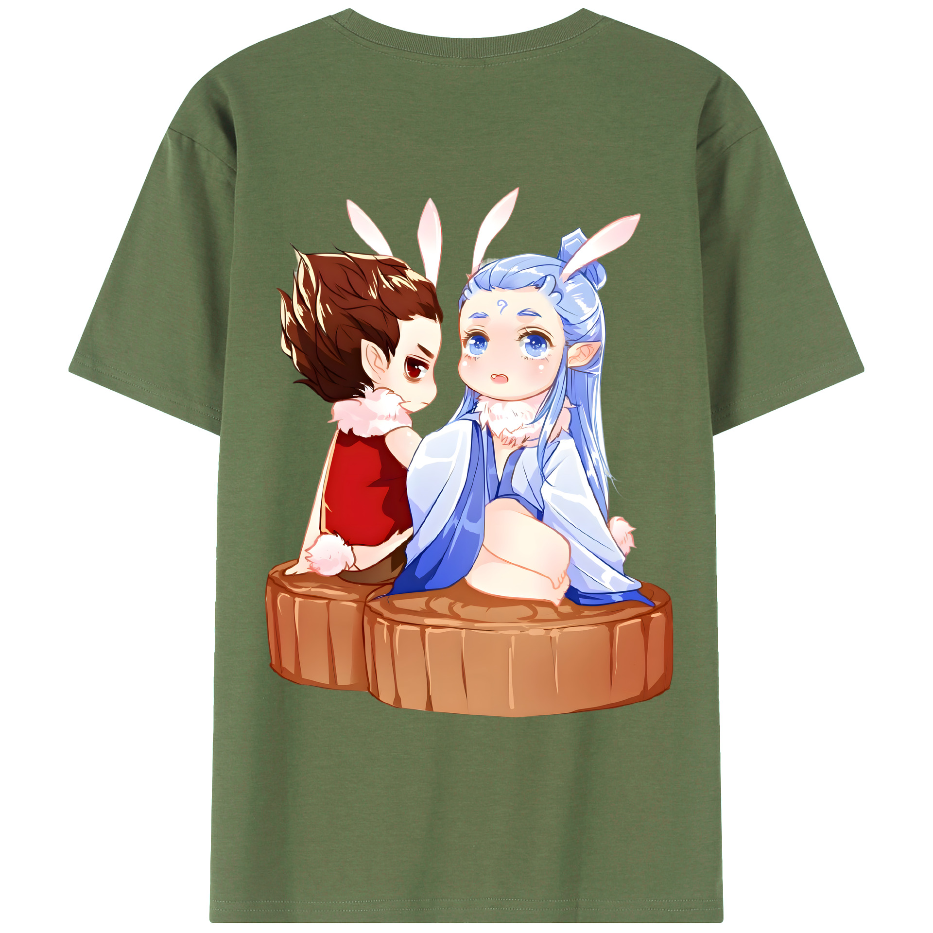 （画像用） Ne Zha 2 ナタ 魔童の大暴れ 綿100％ メンズ半袖Tシャツ（バックプリント） 通気性
